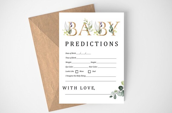 Etsy baby prediction cards sales