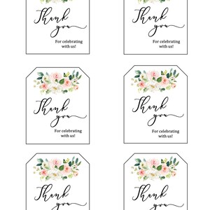 Thank You Tags, Printable Gift Tags, Baby Shower Favor Tags, Girl Baby ...