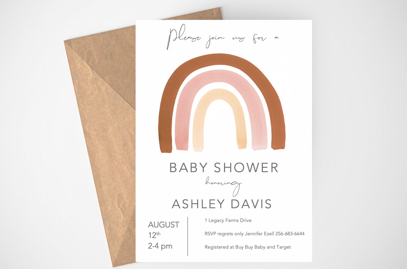 Rainbow Baby Shower Invitation Template Printable Baby Shower - Etsy