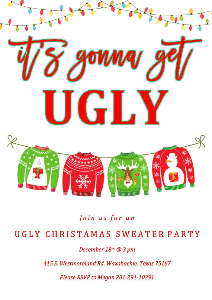 Ugly Christmas Sweater Invite Ugly Christmas Sweater Party | Etsy