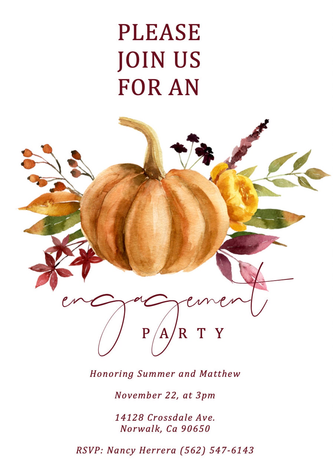 Fall Engagement Party Invitation Rustic Engagement Invitation Etsy