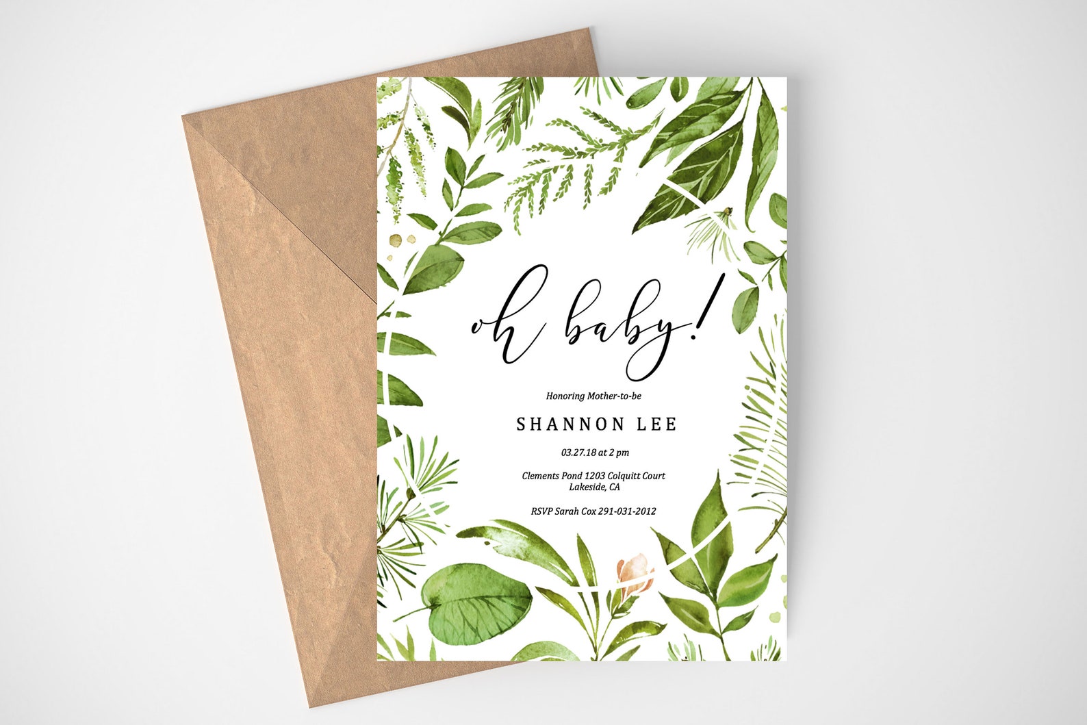 Greenery Baby Shower Oh Baby Rustic Baby Shower Greenery Etsy