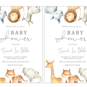 Printable Baby Shower Invitation Safari Baby Shower - Etsy