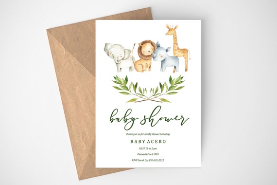 etsy safari baby shower invitations