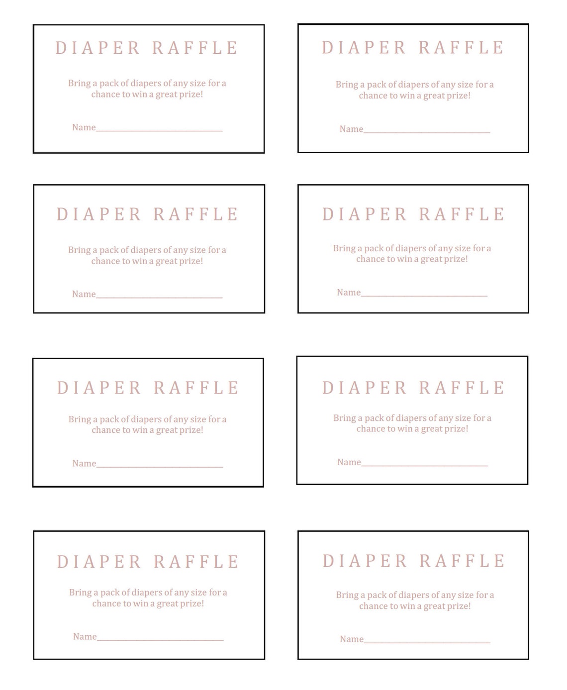 Printable Diaper Raffle Diaper Raffle Ticket Girl Baby Etsy