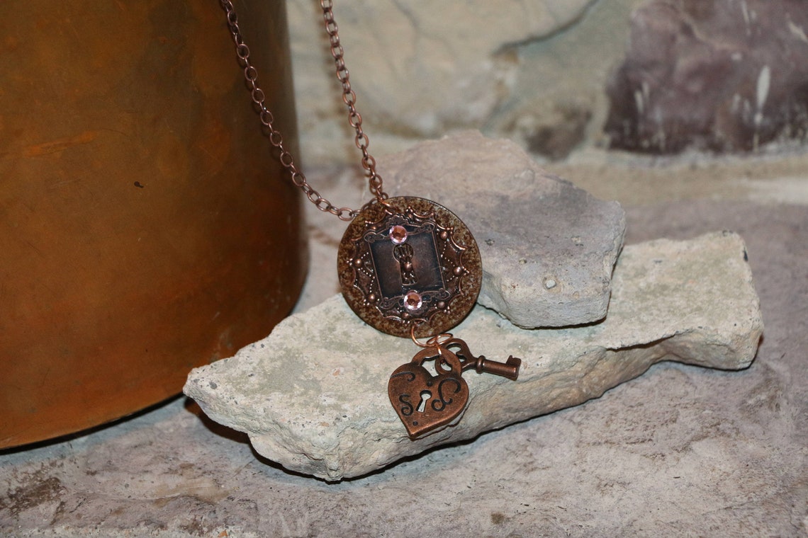 Rustic Metal Washer Necklace With Copper Chain/recycled Etsy