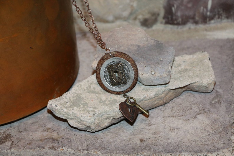 Rustic Metal Washer Necklace With Copper Chain/hand Made/mixed Etsy