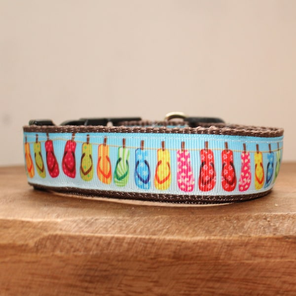 Flip Flops on a Line Dog Collar, Leash or Matched Set...also available for WHOLESALE