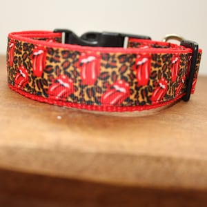 Rock & Roll Tongue Leopard Dog Collar, Leash, or Matched Set....also available for WHOLESALE