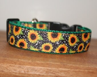 Collier, laisse ou ensemble assorti guépard et tournesol...également disponible en GROS