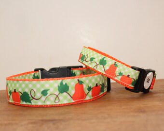 Calabazas de Acción de Gracias Calabazas halloween Collar de perro, correa o juego combinado.... también disponible para MAYORISTA