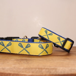Yellow and Blue Lacrosse Dog Collar, Leash, or Matched Set....also available for WHOLESALE