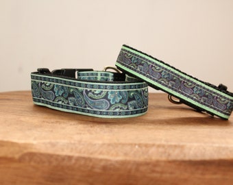 Mint Paisley Dog Collar, Leash, or Matched Set....also available for WHOLESALE