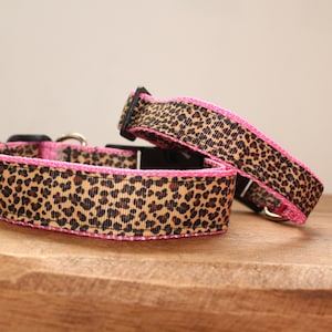 Leopard on Pink Dog Collar, Leash, or Matched Set....also available for WHOLESALE image 1
