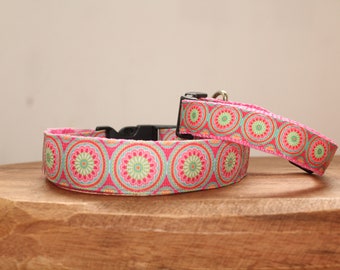 Collier pour chien pink Sunburst Print, laisse ou ensemble assorti.... également disponible pour WHOLESALE