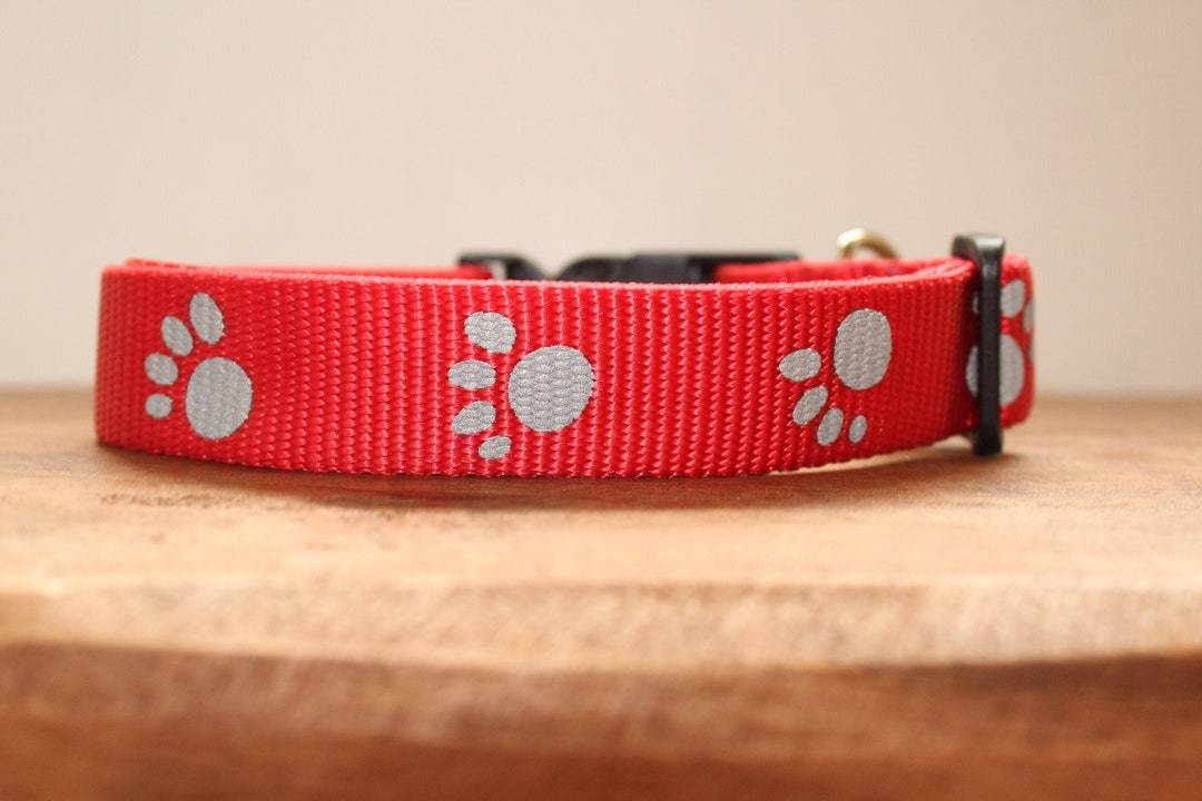 Red Reflective Paws Dog Collar, Leash, or Matched Set Etsy