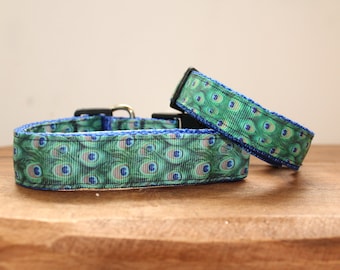 Peacock Print Dog Collar, Leash, or Matched Set....also available for WHOLESALE