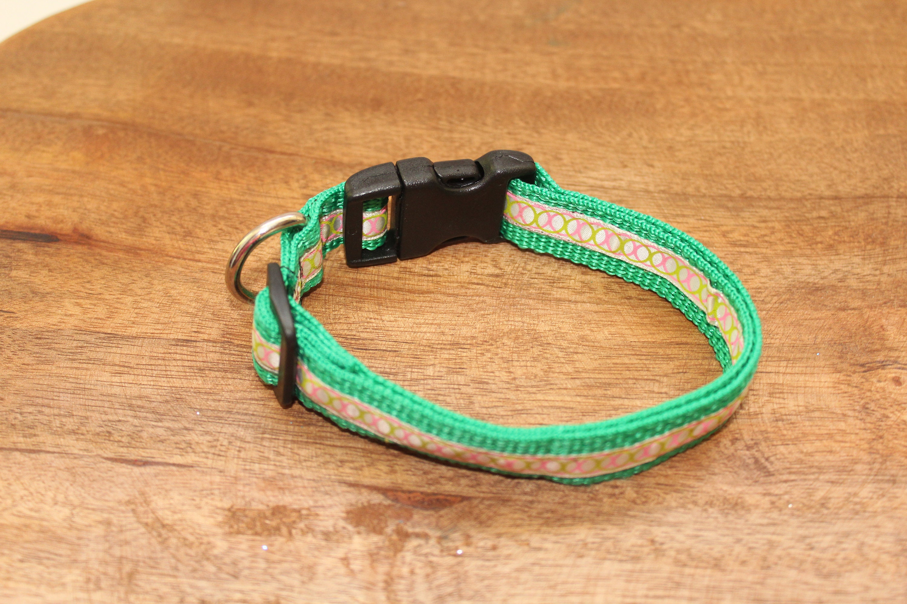 Pink and Green Circles Small Dog Collar and Matching Leash Set Etsy