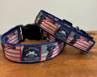 Collier, laisse ou ensemble assorti pour chien American Pride 2e amendement... également disponible en GROS