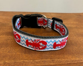 Collier, laisse ou ensemble assorti à chevrons bleus écrevisses ou homard... également disponible en GROS