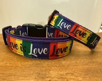 Collier pour chien, laisse ou ensemble assorti LGBTQ+ Love is Love Gay Pride... également disponible en GROS