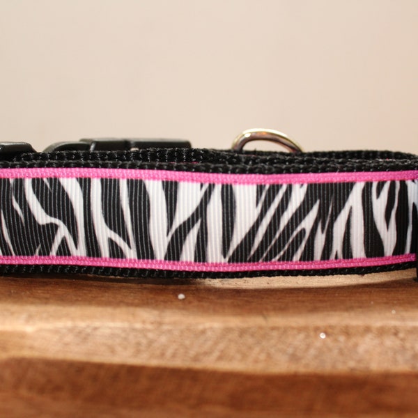 Pink Lined Zebra Dog Collar, Leash, or Matched Set...also available for WHOLESALE