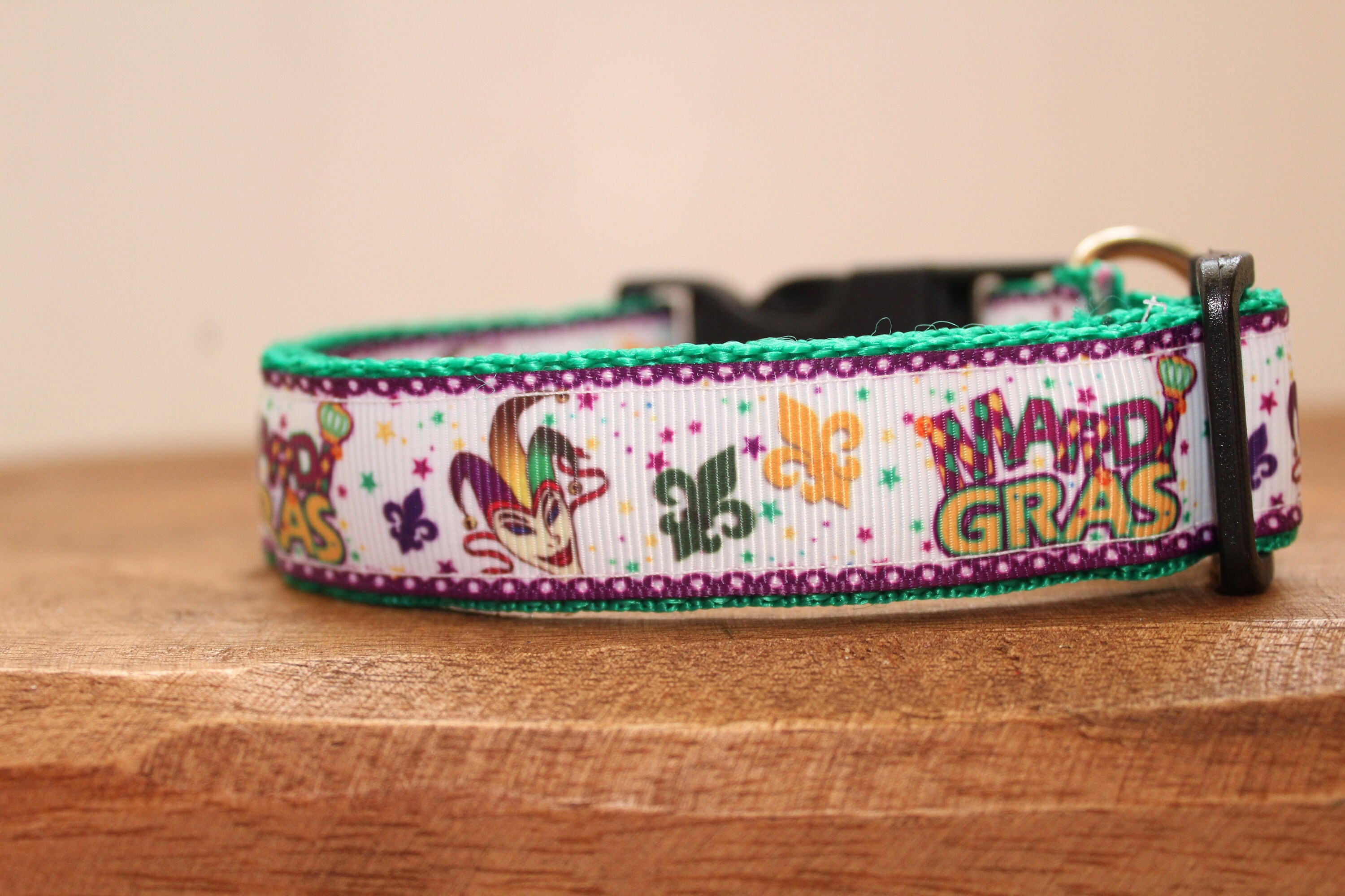 mardi gras dog collar