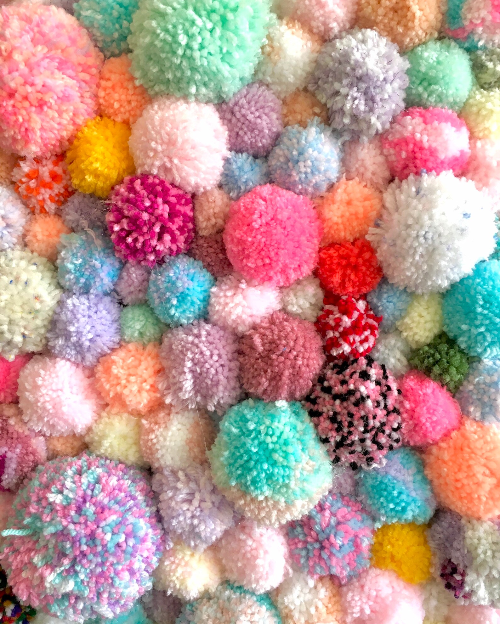 Upcycled Pastel Pom Pom Framed Wall Art Etsy