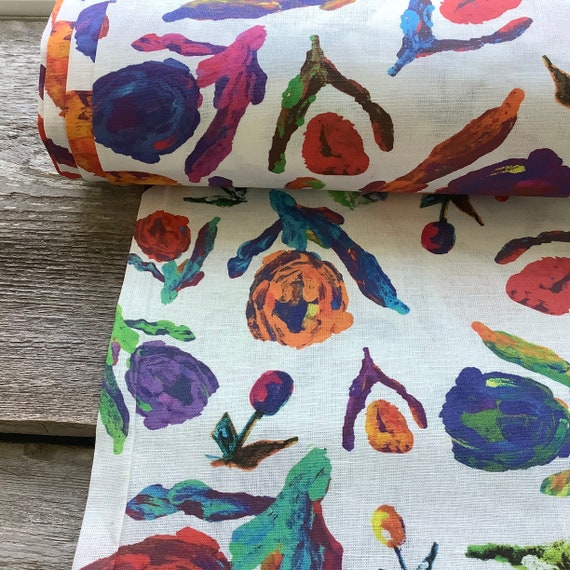 Soft Linen fabric by the yard for clothes Digital print fabric Fabric