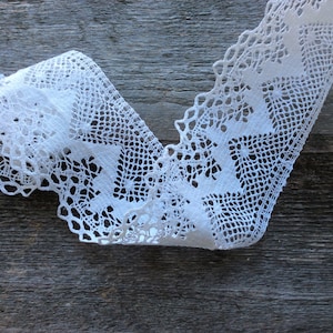 Linen Lace trim by the Yard Optical White Natural Linen Lace for DIY projects by the meter Rustic linen lace