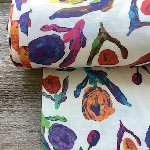 Softened Linen fabric by the yard for clothes Digital print fabric