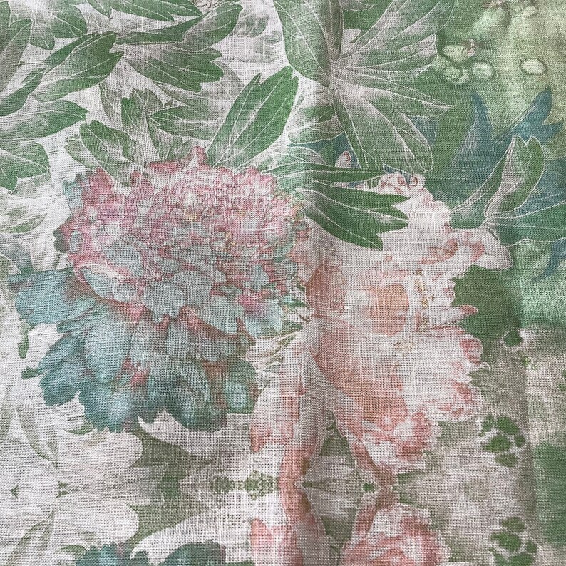 Floral Linen Fabric By The Yards Organic linen fabric Etsy