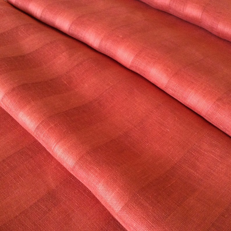 Burnt Orange Fabric By The Yard For Curtains Organic Linen Image 0