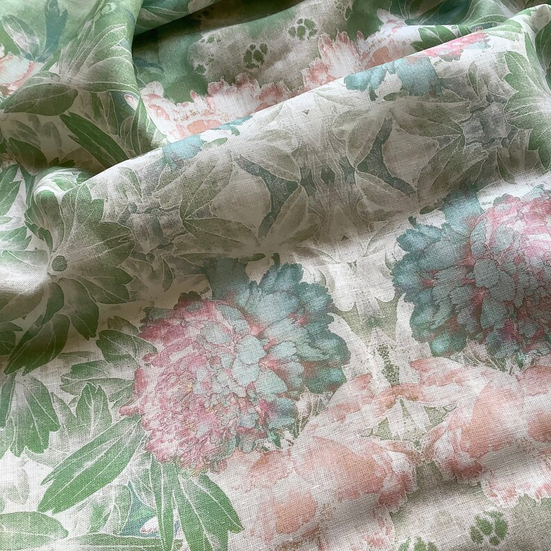 Floral Linen Fabric By The Yards Organic linen fabric Etsy