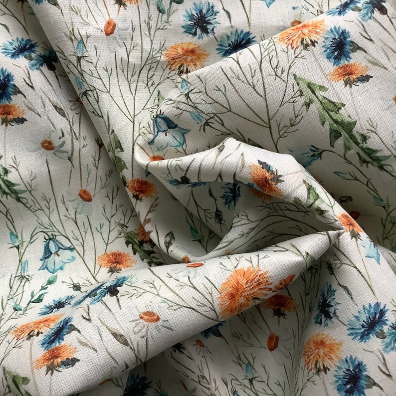 Linen dress Fabric Organic Linen Fabric Floral Etsy