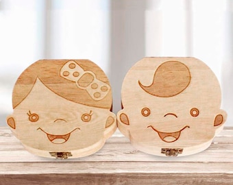 Baby Shower Souvenir Tooth Wooden Fairy  Box, Teeth Holder Memories, Tooth Fairy Firts Birthday Gift, New Mom Baby Tooth Box