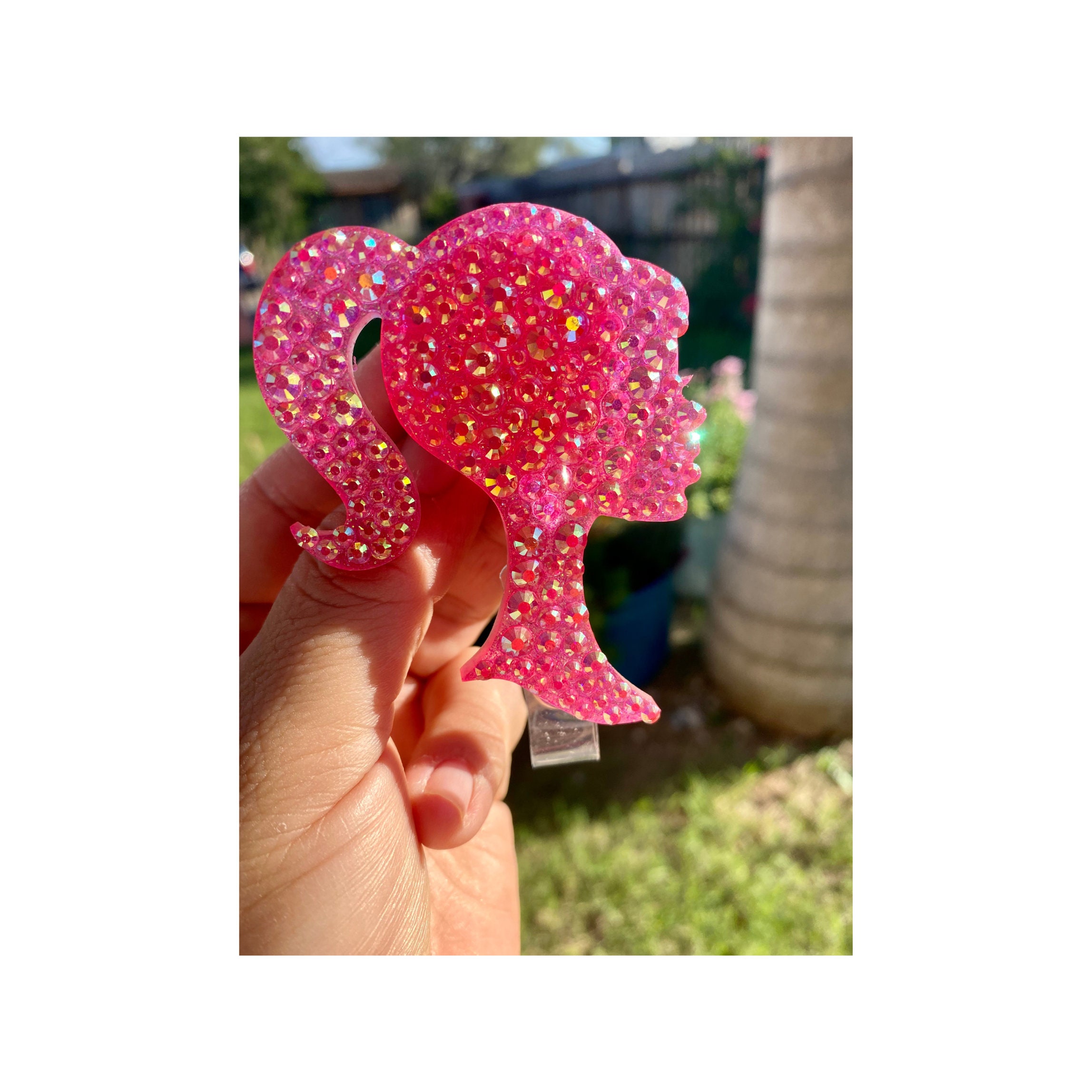 Badge Reel Barbiie nursing badges with rhinestones , Barb Id Badge Reel, Pink Barbiie Doll, Retractable Badge Reel, BarbieDoll  Badge Reel