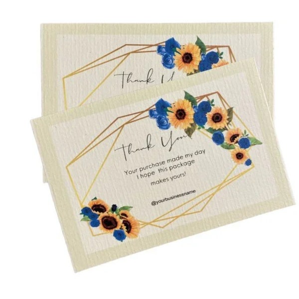 Order Business Card - Shop Business Card - Small Business Card - Business Insert card - Floral Yellow Insert Card - Packaging Insert Card