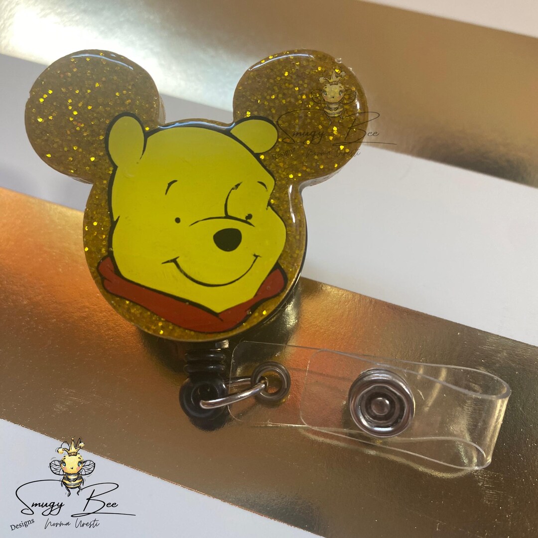 Mouse Head Pooh Bear Character Badge Reel Swivel Clip / Id Badge ...