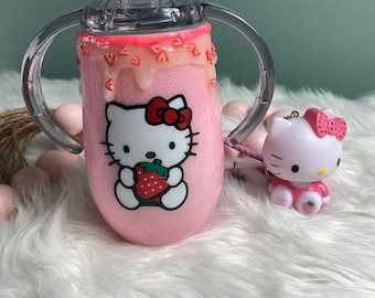 Pink Kitty kat/ hellokitty sippy cup/ Gepersonaliseerde Glittered Sippy Cups/ Koffie geïnspireerd sippy cups tuimelaar/ Cups Gepersonaliseerde/ Sippy Cup