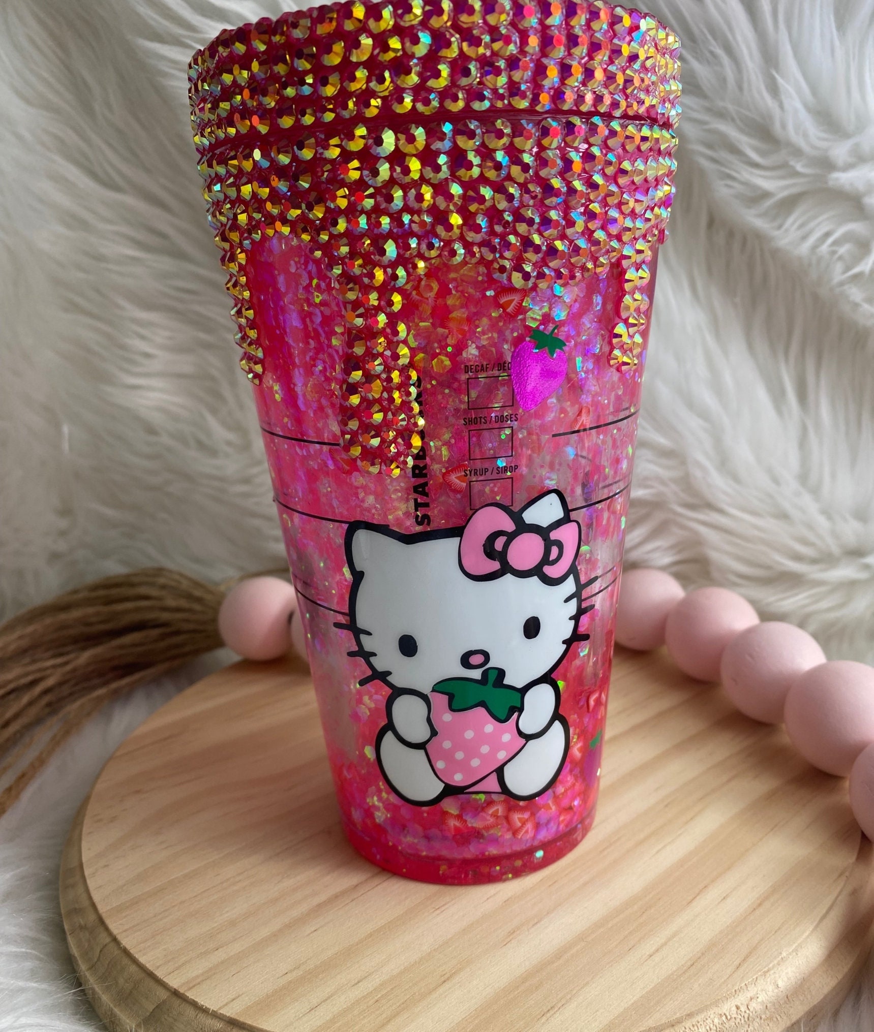 Hello Kitty Un San Valentin Sin Ti 16oz Glass Cup With Straw And Bamboo Lid