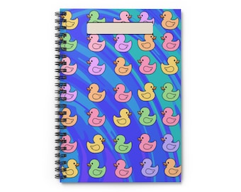 Rainbow Rubber Duck Pattern Notebook | Spiral Ruled Notebook