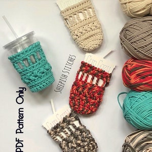 Modèle de crochet confortable pour tasse pro-caféiné par Sheepish Stitches | Housse pour tasse à café glacé | Écologique | Amateurs de café | Réutilisable