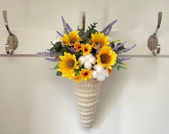 Farmhouse Floral Cone, Sunflower Decor, Farmhouse bouquet