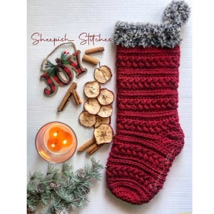 Winter Braid Stocking Crochet Pattern by Sheepish Stitches | Christmas Stocking | Winter Decor | House Warming Gift | Stocking Stuffers