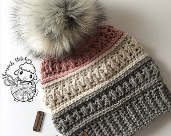 Twisted Canyon Beanie Crochet Pattern by Sheepish Stitches | Toque | Cap | Hat | Winter | Fall | Fashion