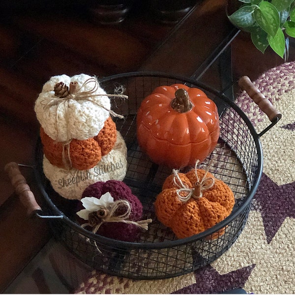 Cozy Cottage Pumpkins Crochet Pattern by Sheepish Stitches | Fall Decor | Pumpkin Spice | Fall | Gourds | Farmhouse Pumpkins