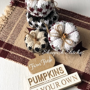 Farmhouse Plaid Pumpkins Crochet Pattern by Sheepish Stitches | Fall Decor | Autumn | Pumpkin Patch