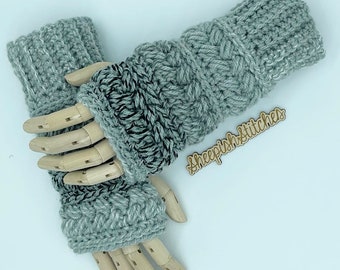 Winter Braid Gloves Crochet Pattern by Sheepish Stitches | fingerless gloves
