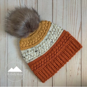Harvest Braid Beanie crochet pattern by Sheepish Stitches fall cap toque autumn winter image 6